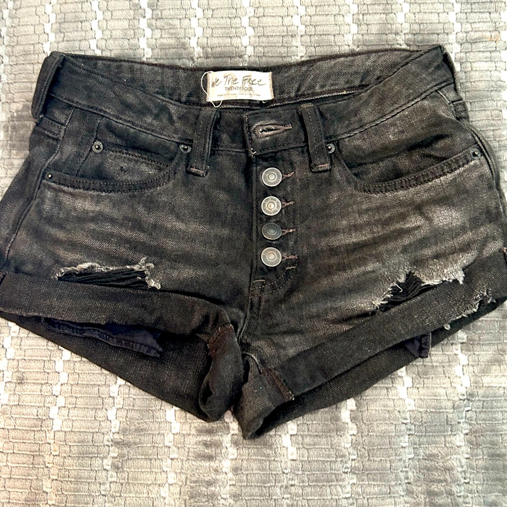 Free people black denim shorts size 24. Good condition